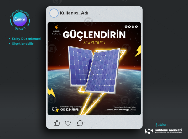 Fotovoltaik Sosyal Medya Gönderileri İçin Yaratıcı Grafik Şablonları