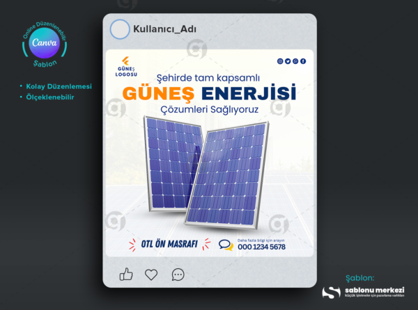 Fotovoltaik Sosyal Medya Reklamları İçin Modern Şablonlar