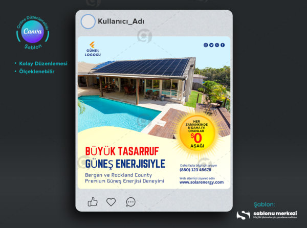 Fotovoltaik Sosyal Medya Reklamları İçin Yaratıcı Şablonlar
