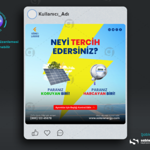 Güneş Enerjisi İçin Facebook Gönderisi Tasarımı