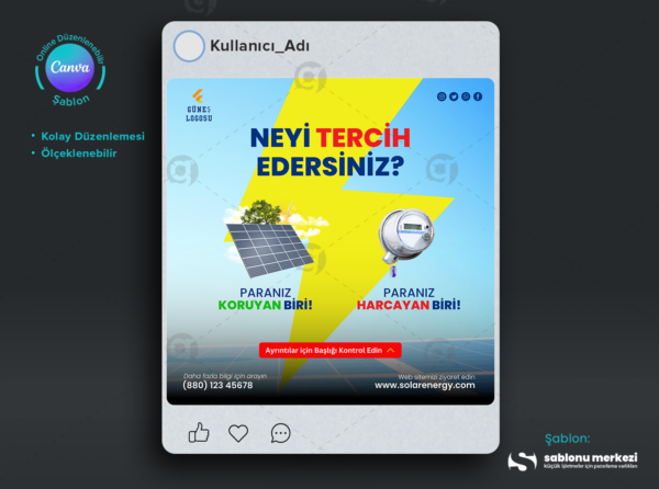 Güneş Enerjisi İçin Facebook Gönderisi Tasarımı