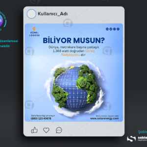 Güneş Enerjisi Instagram Gönderi Şablonları İçin Özel Paket