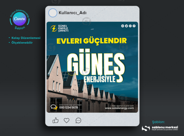 Güneş Enerjisi Instagram Reklamları İçin Modern Tasarımlar