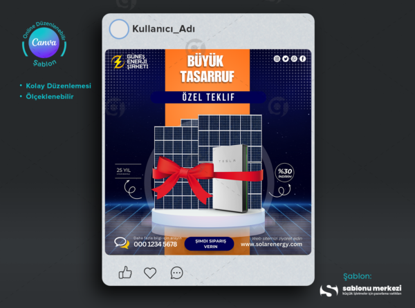 Güneş Enerjisi Reklamcılığı İçin Çarpıcı Gönderi Şablonları